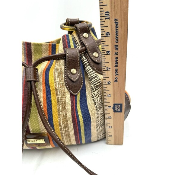 Relic Striped Canvas Purse / Bag Handbag Snap & Cinch Jewel Tone Multicolor - Picture 12 of 15